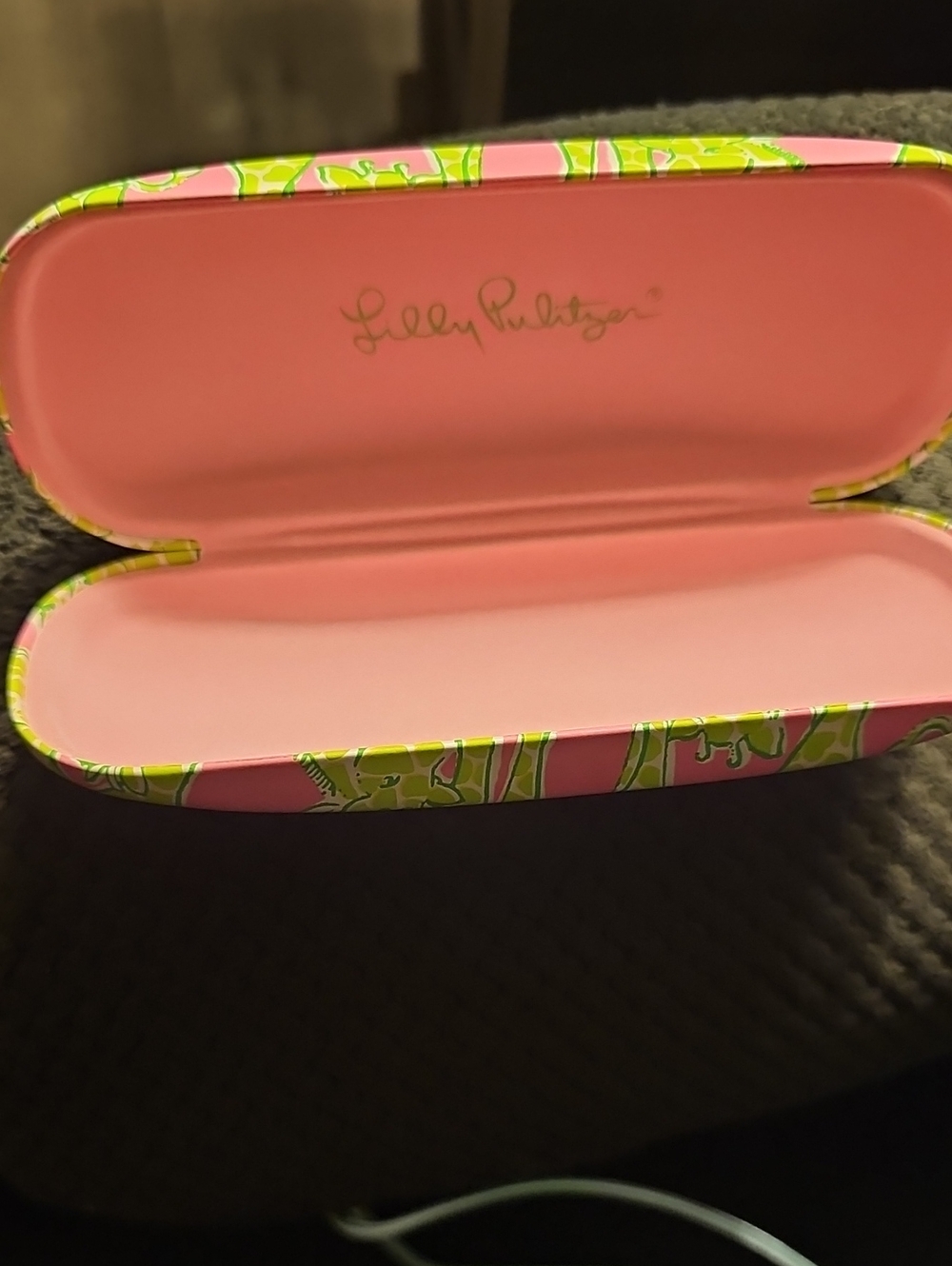 Lilly Pulitzer Hard Eyeglass Case In Pink And Green Design